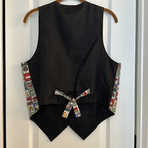 Vintage Farm Life Cotton Polyester Waistcoat Vest 4 Button Front Black Lining - Picture 6 of 9